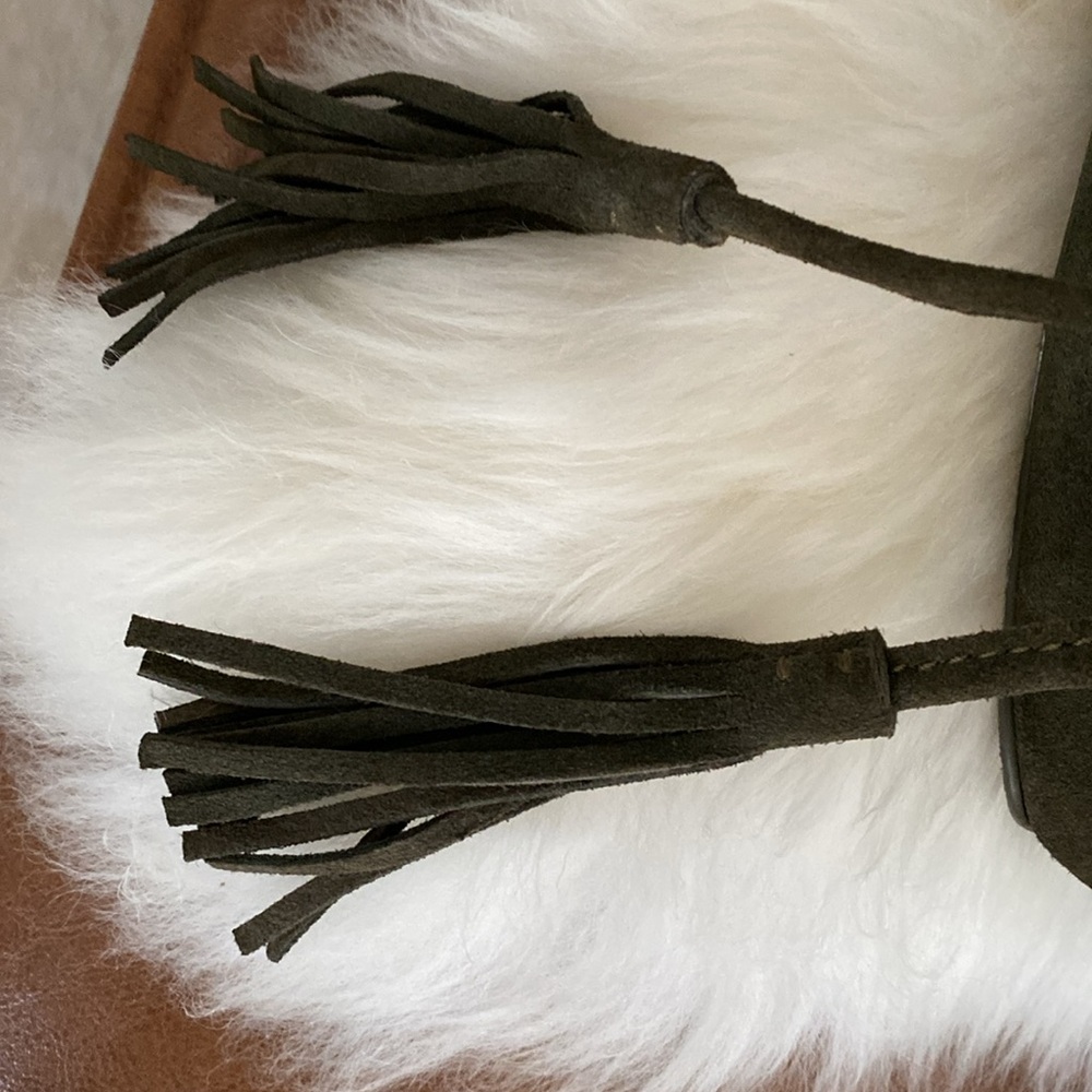 J Crew Olive Suede Small Drawstring Crossbody Bag - image 3